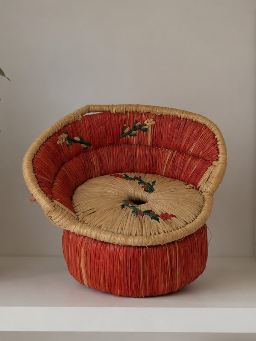 Mini Woven Raffia Chair Basket Handmade Rustic Decor